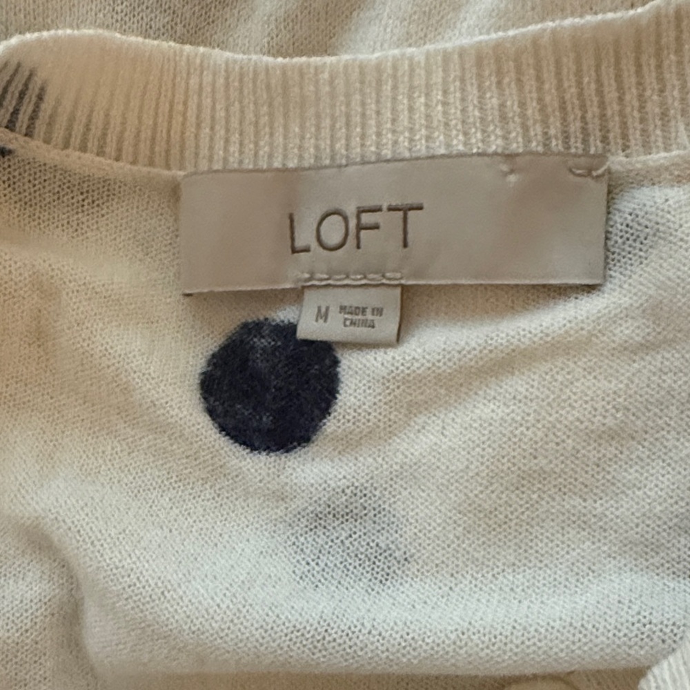 LOFT White and Black Polka Dot Cardigan - Picture 7 of 8